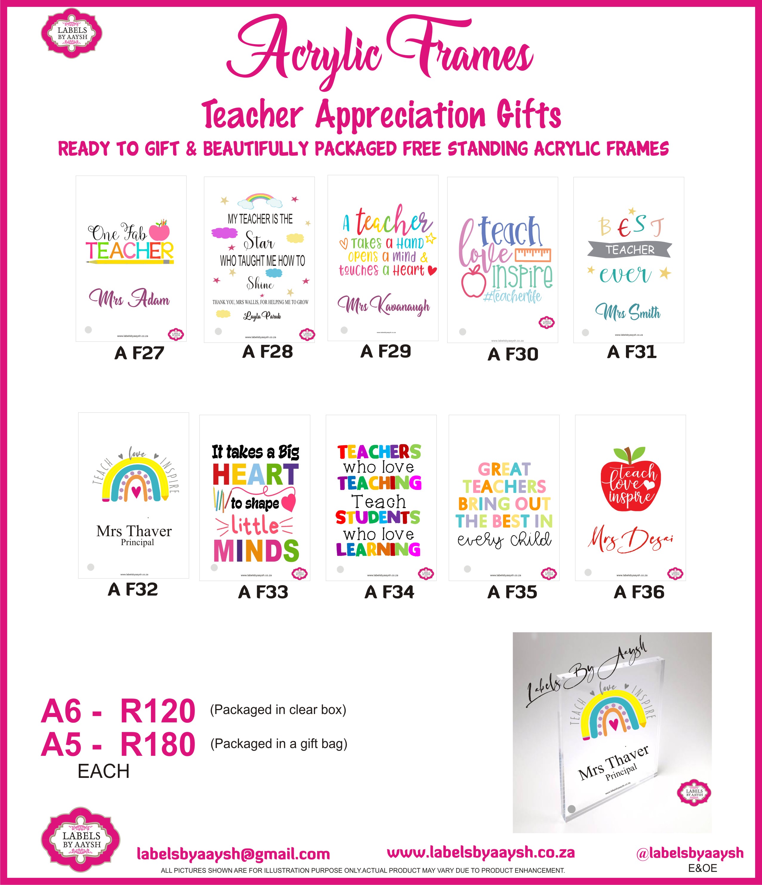 Teacher Favour acrylic frame