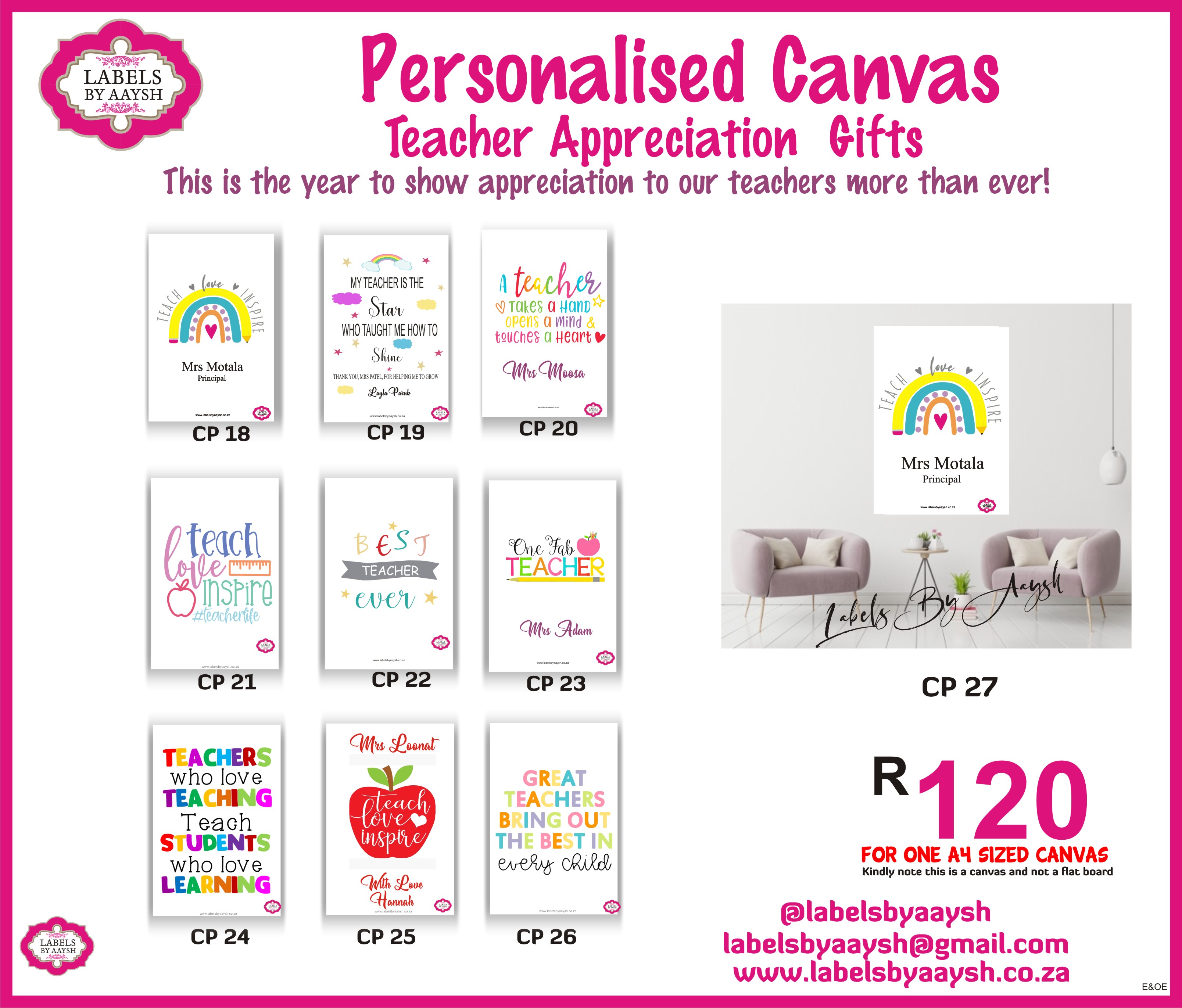 Teacher favour canvas ad